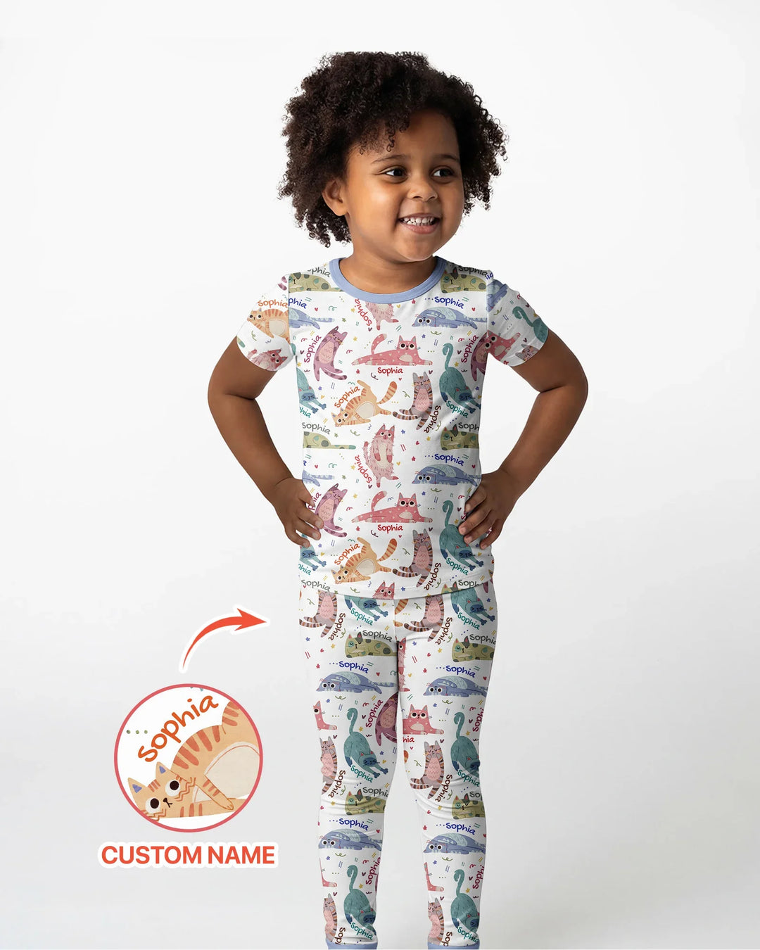 Conjunto de pijama de dos piezas de bambú de manga corta, plantilla personalizada