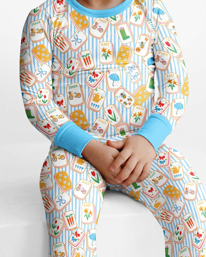 Mahjong Club Mommy & Me Matching Bamboo Two Piece Long Sleeve Pajama Set