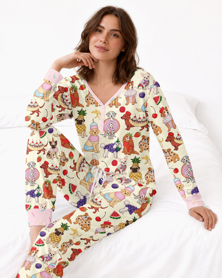 Sweet Treat Pups Bamboo Women Pajama Set