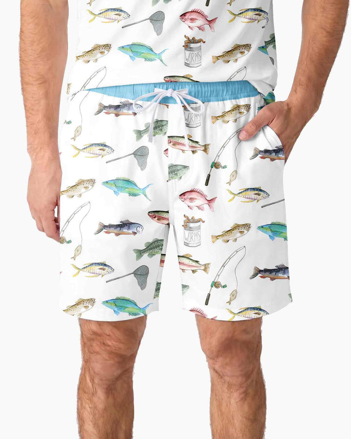 Gone Fishing Bamboo Men Short Sleeve Short Pajama Set
