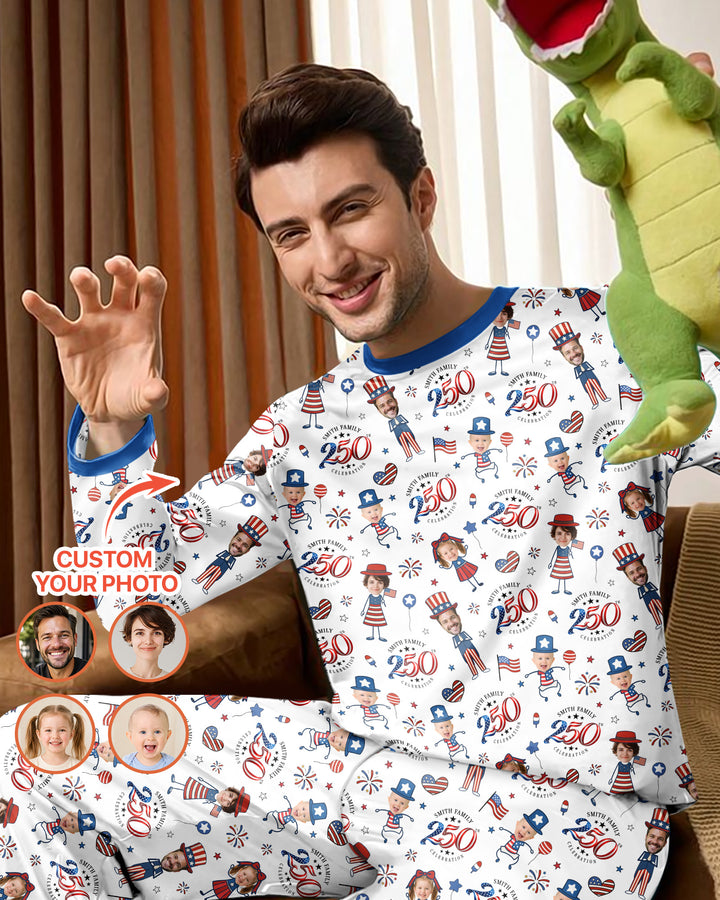 Custom Photo Smith Family Celebration Bamboo Men's Pajama Set