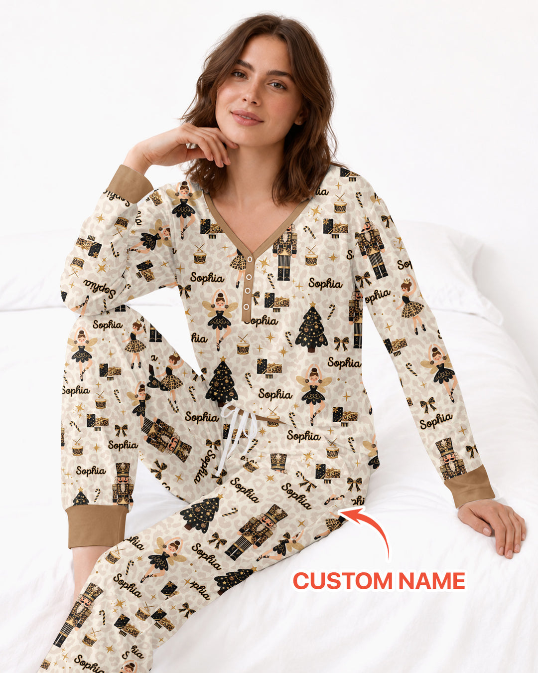 Custom Name Leopard Nutcracker Era Bamboo Women Pajama Set