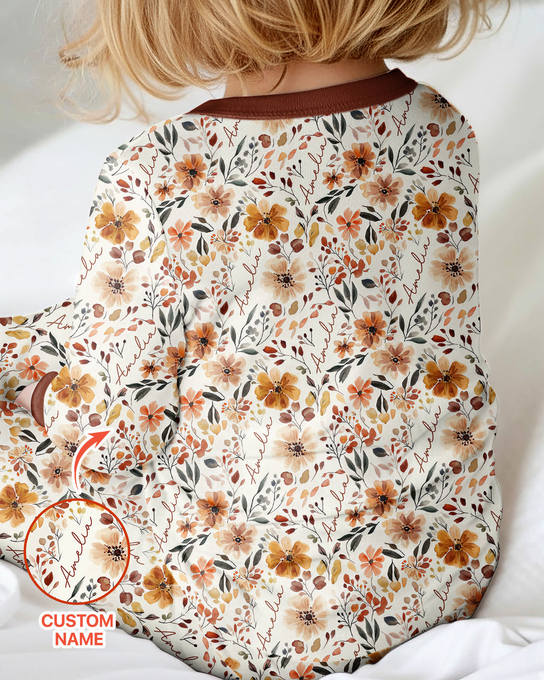 Custom Name Fall Flower Bamboo Convertible Zippy