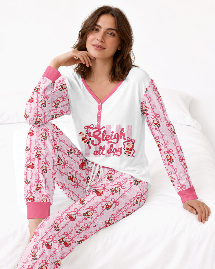 Sleigh All Day Santa Claus  Bamboo Women Pajama Set