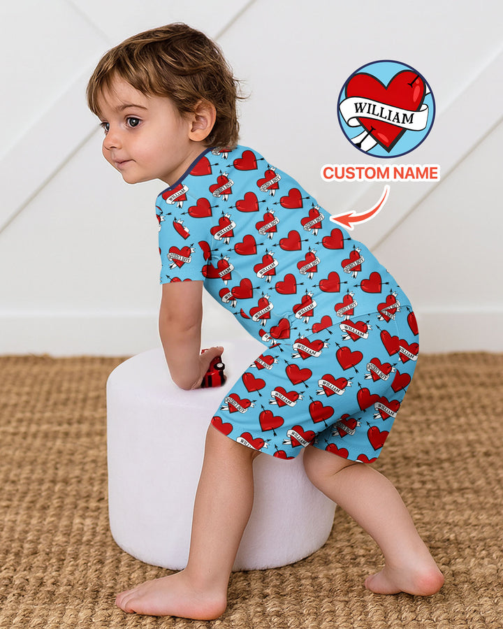 Pijama de bambú de dos piezas de manga corta con pantalón corto, plantilla personalizada