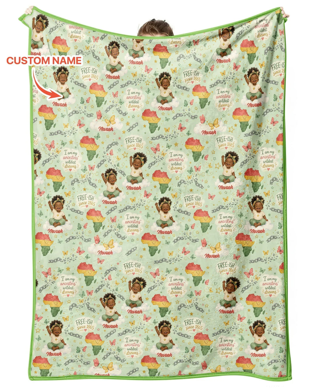 Custom Name Juneteenth I Am My Ancestors' Wildest Dream Bamboo Blanket