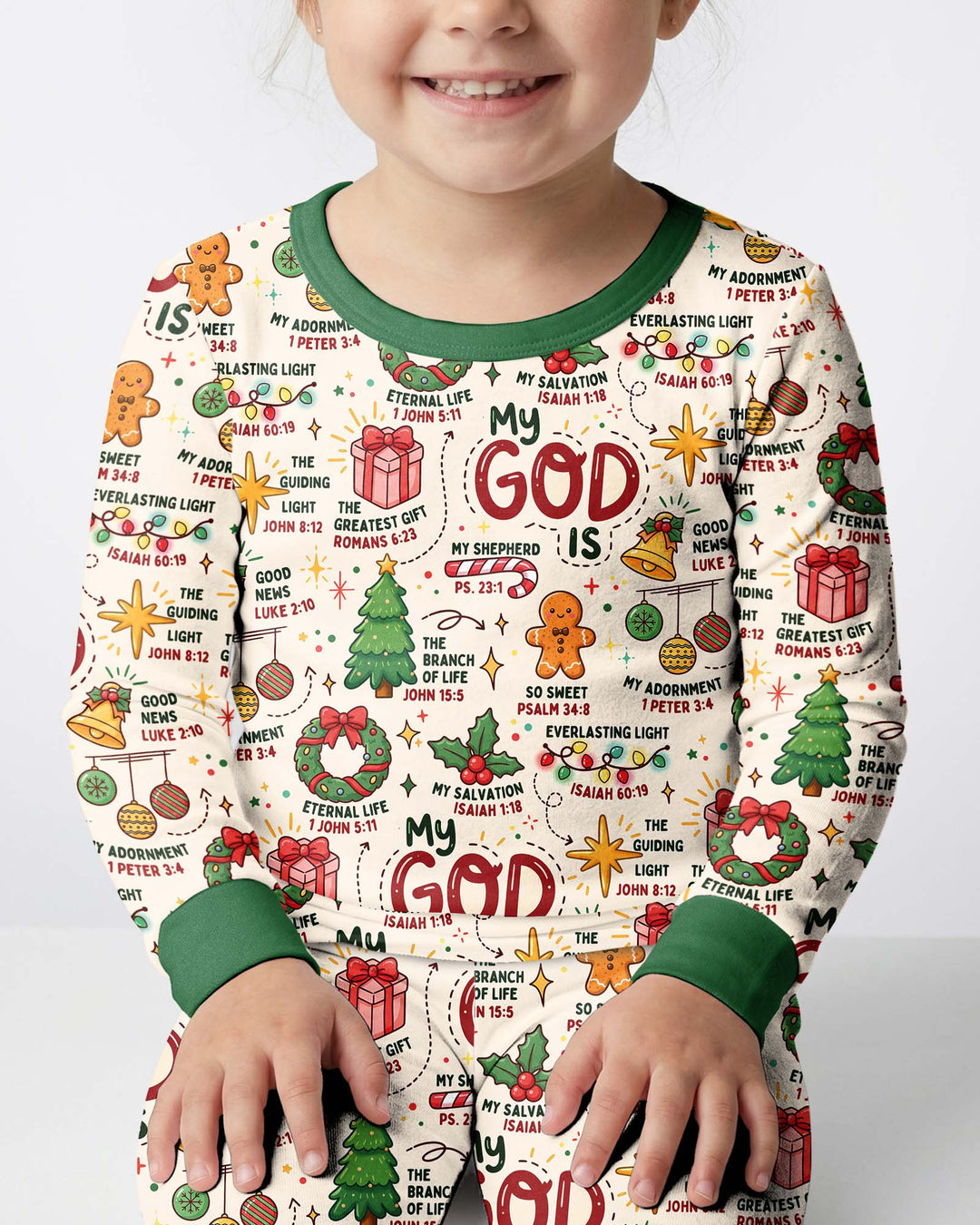 Christmas My God Is Bamboo Two Piece Long Sleeve Pajama Set