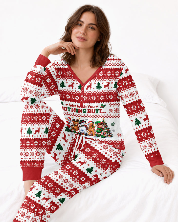 We Wish You Nothing Butt A Merry Christmas Bamboo Women Pajama Set