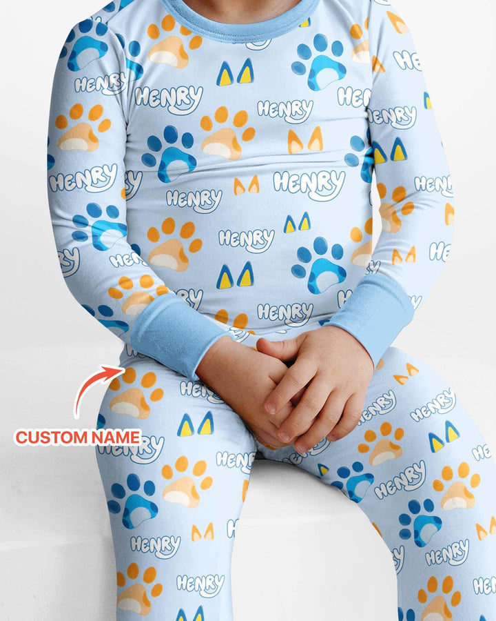 Conjunto de pijama de dos piezas de bambú con mangas largas, plantilla PERSONALIZADA