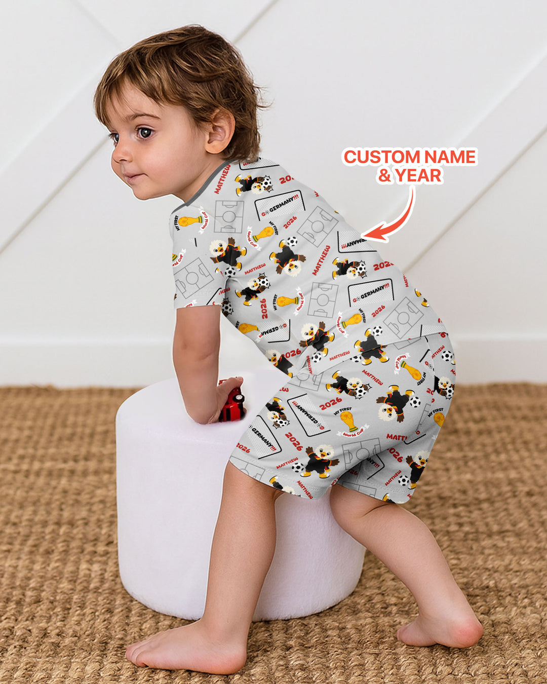 Pijama de bambú de dos piezas de manga corta con pantalón corto, plantilla personalizada