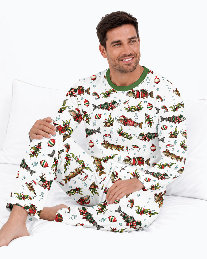 Christmas Trout Fishing Bamboo Men's Pajama Set