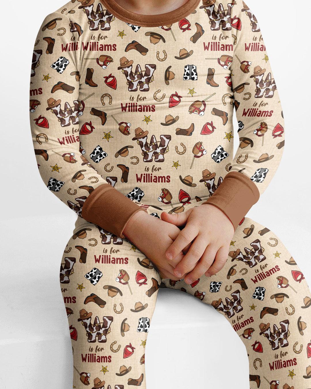Little Wranglers Custom Name Bamboo Two Piece Long Sleeve Pajama Set
