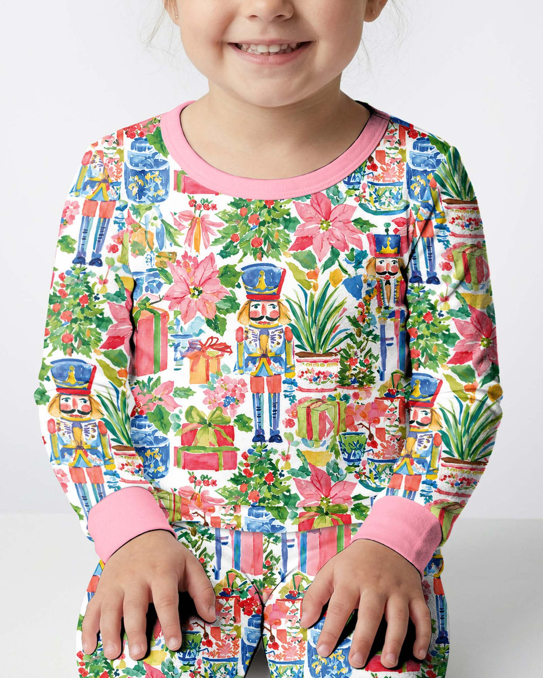 Watercolor Nutcracker Holiday Bamboo Two Piece Long Sleeve Pajama Set