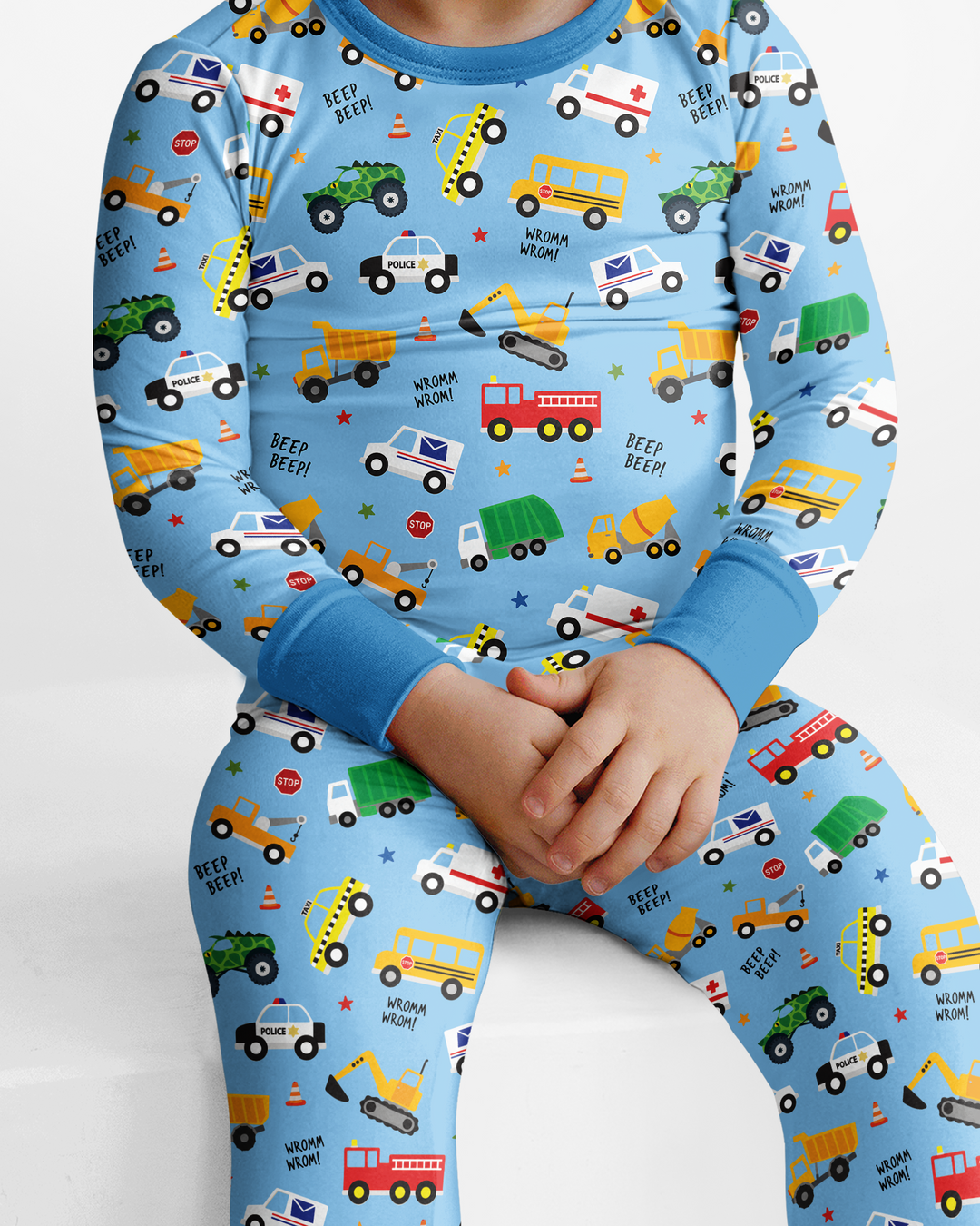 Lots Of Trucks Bamboo Two Piece Long Sleeve Pajama Set