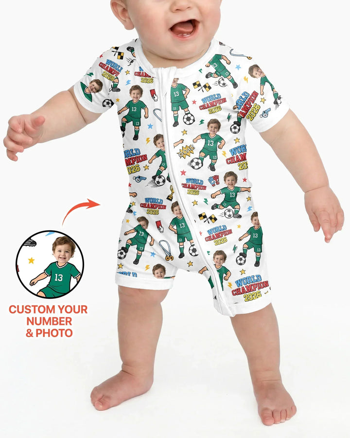 Plantilla PERSONALIZADA de Bambú Pijama Corto con Cremallera