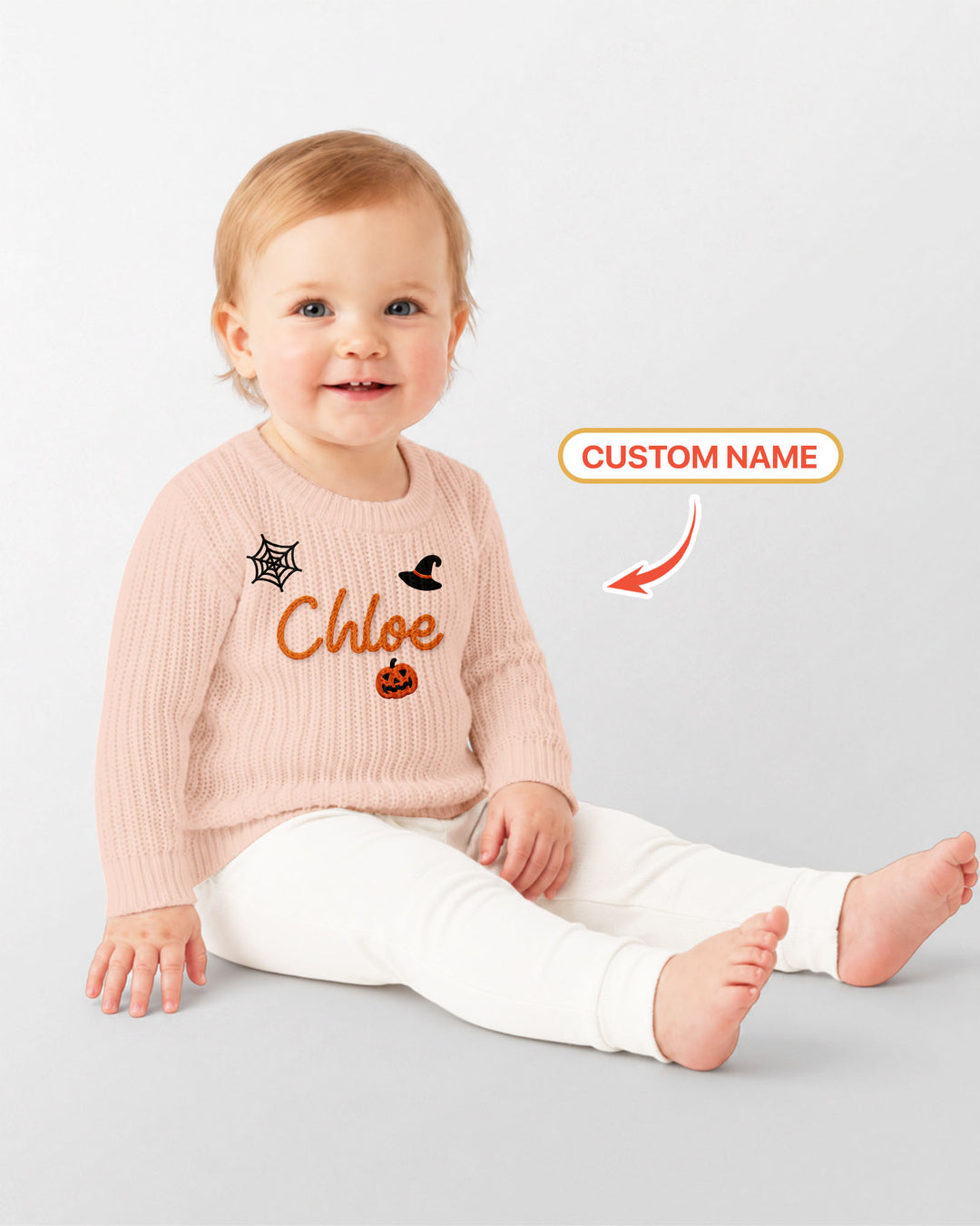 Happy Halloween Embroidered Baby Name Bamboo Knit Sweater Bubble
