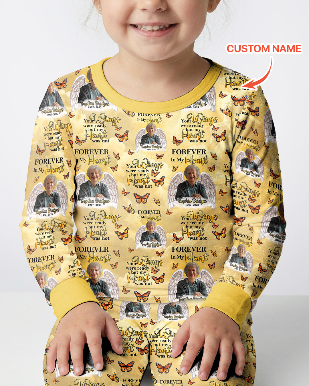 Custom Photo Forever In My Heart Family Matching Bamboo Two Piece Long Sleeve Pajama Set