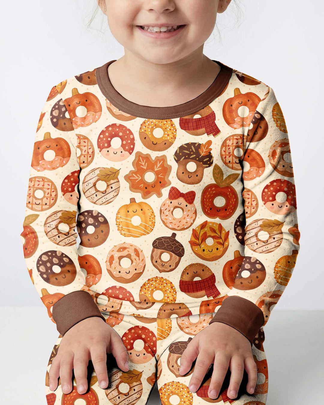 Cute Autumn Donut Bamboo Two Piece Long Sleeve Pajama Set