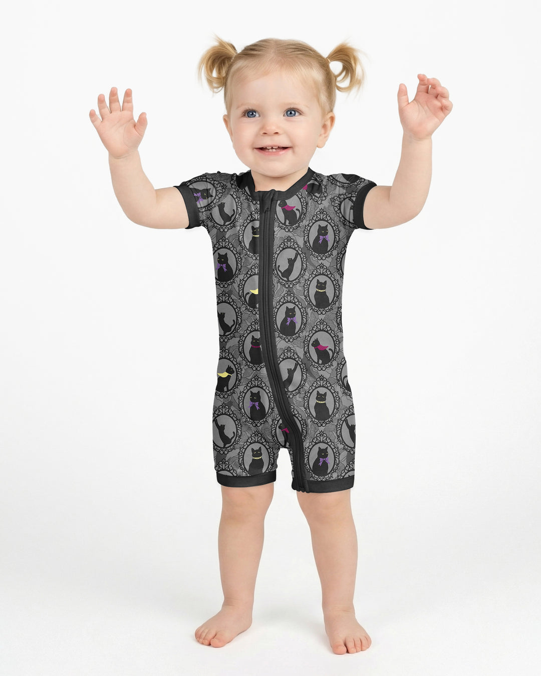 Midnight Cat Parade Bamboo Shorty Zippy