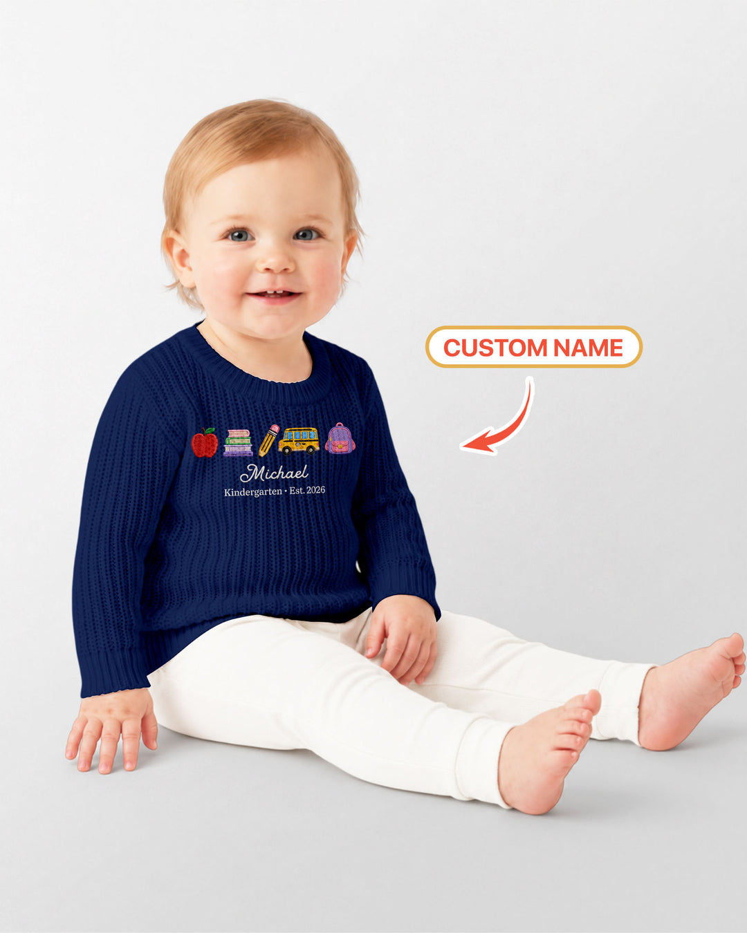 Little Apple Embroidered Baby Name Bamboo Knit Sweater Bubble