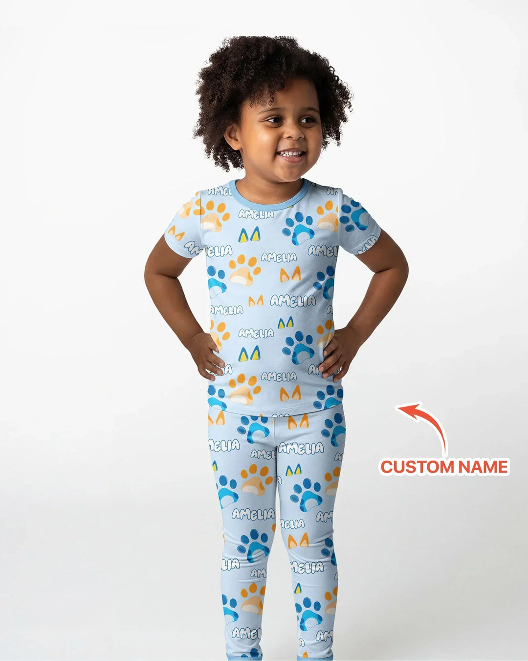 Conjunto de pijama de dos piezas de bambú de manga corta, plantilla personalizada