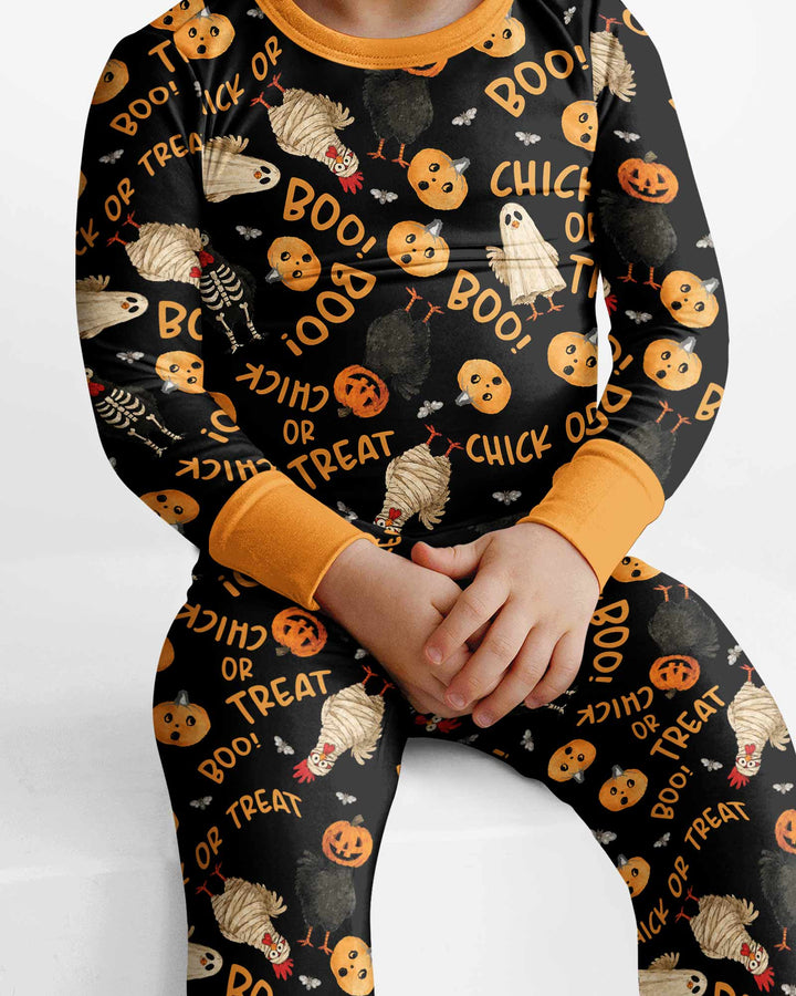 Halloween Chick or Treat Bamboo Two Piece Long Sleeve Pajama Set