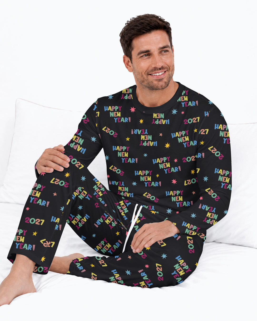 Retro Happy New Year 2027 Bamboo Men's Pajama Set