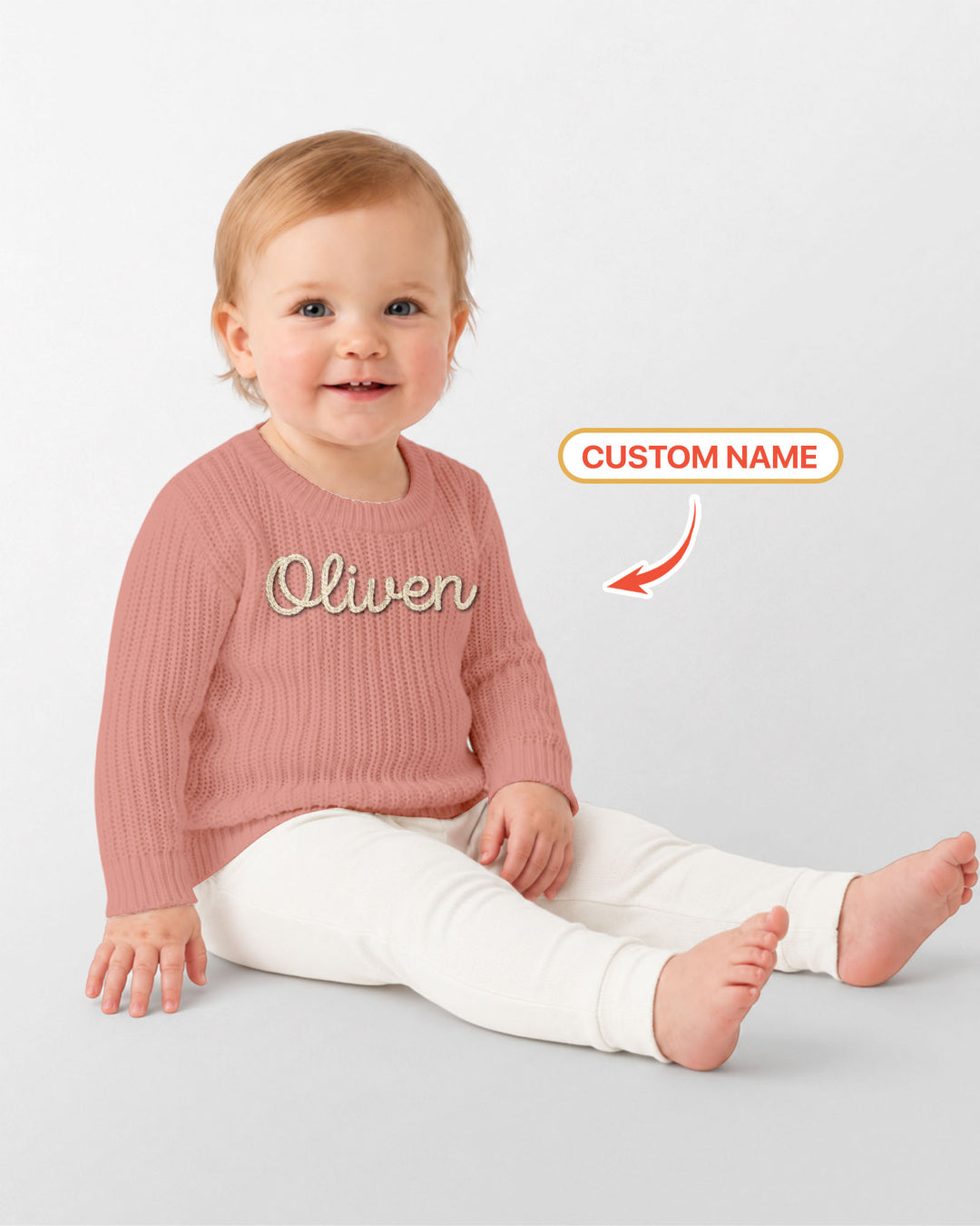 Embroidered Baby Name Bamboo Knit Sweater Bubble