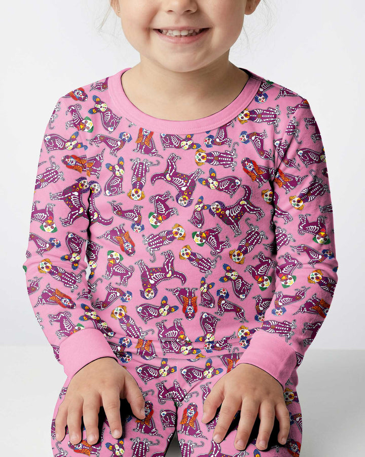 Dia De Los Muertos Doggie Bamboo Two Piece Long Sleeve Pajama Set