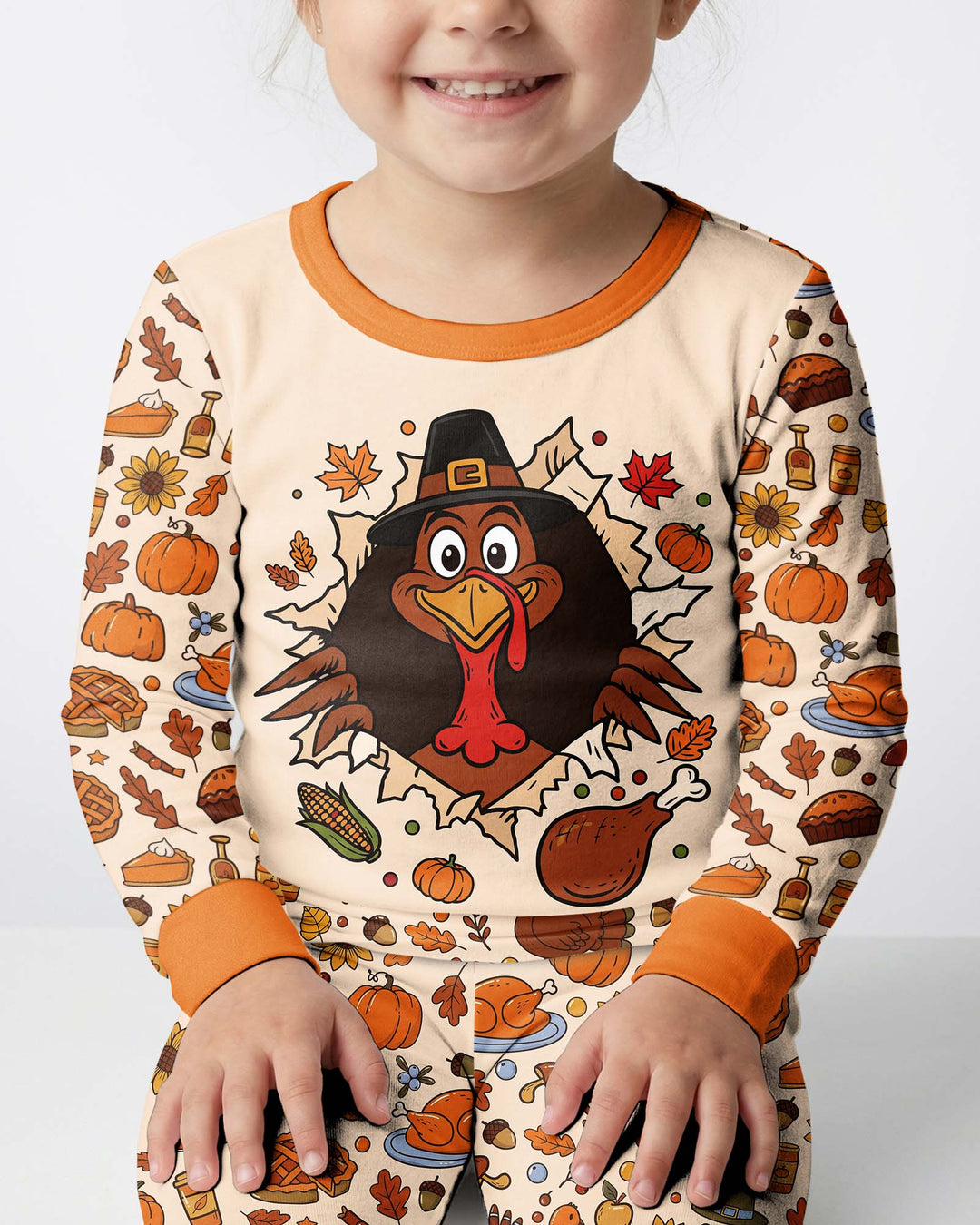 Funny Turkey on Thanksgiving Bamboo Two Piece Long Sleeve Pajama Set
