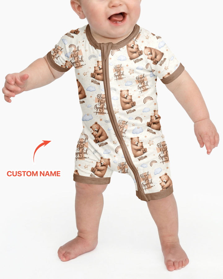 Custom Name Blessed By God Spoiled By Grandma Bamboo Shorty Zippy