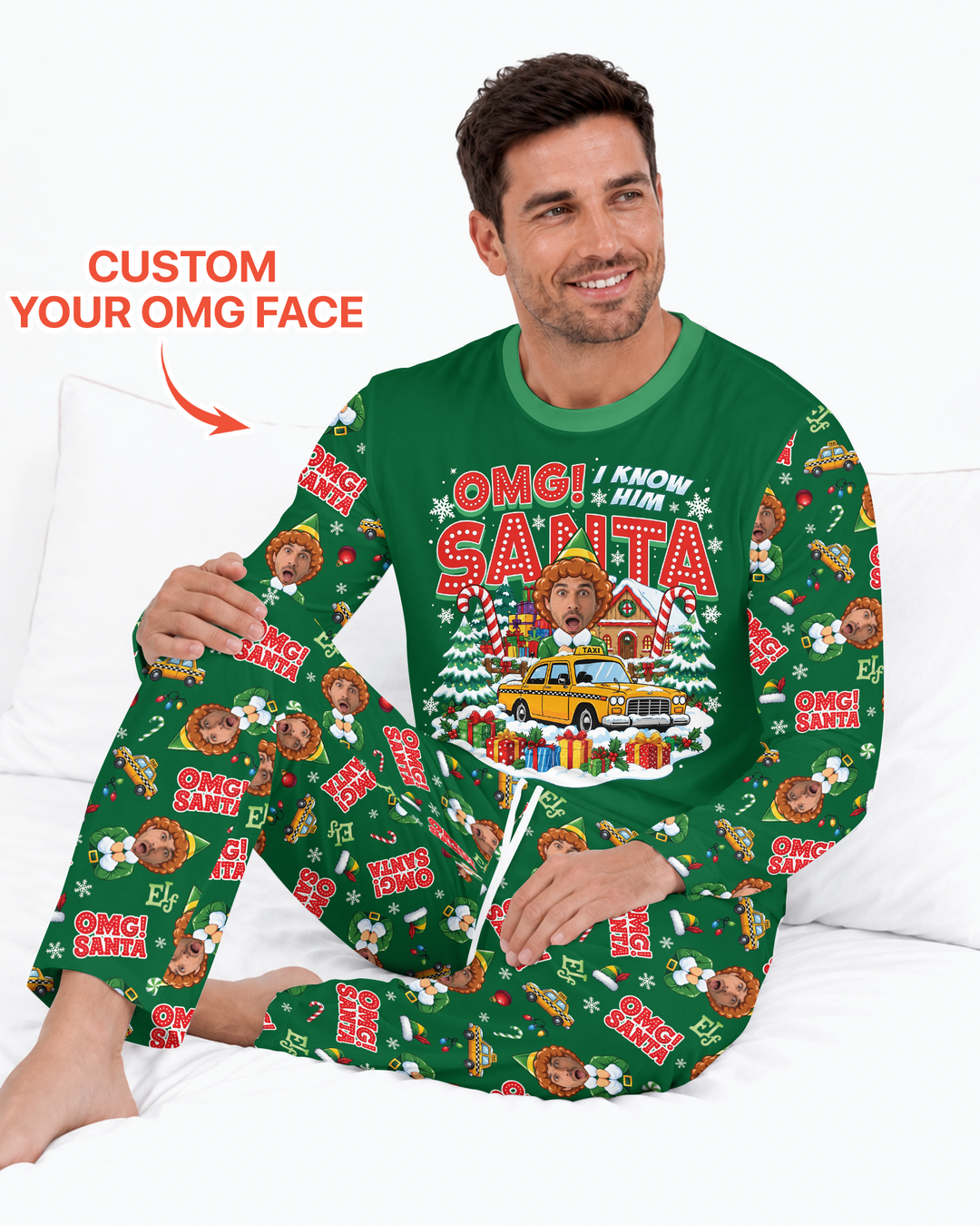 Custom Image OMG Santa Bamboo Men's Pajama Set