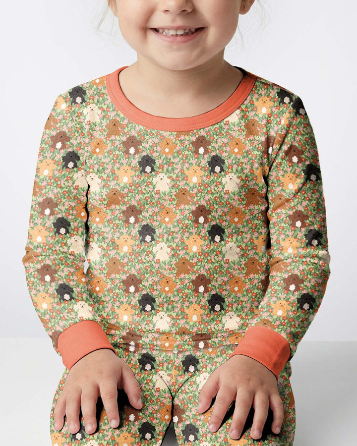 Puppy Garden Family MatchingBamboo Two Piece Long Sleeve Pajama Set