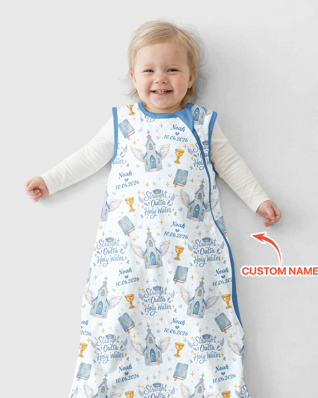 Custom Name Baptism Christening Straight Outta Holy Water Bamboo Sleep Bag