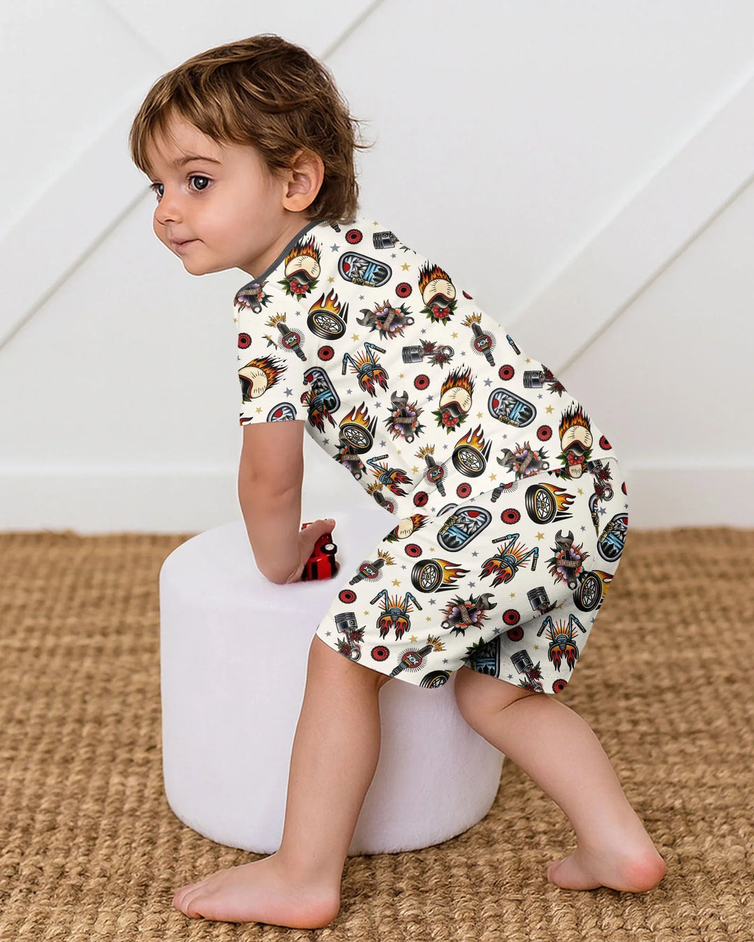 Born to Ride Together Family Matching Bamboo Two Piece Short Sleeve Shorts Pajama Set