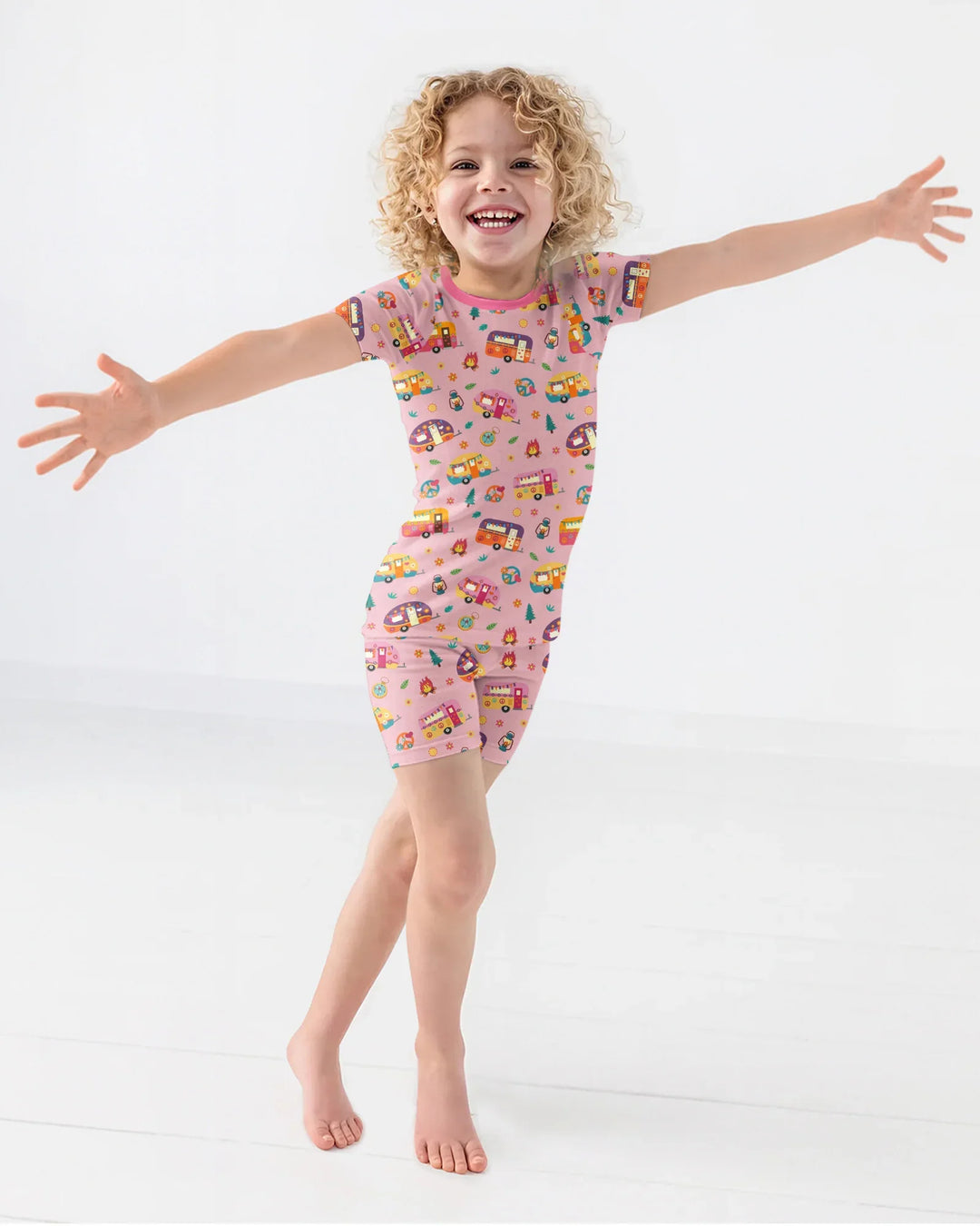 Happy Little Camper Bamboo Two Piece Short Sleeve Shorts Pajama Set
