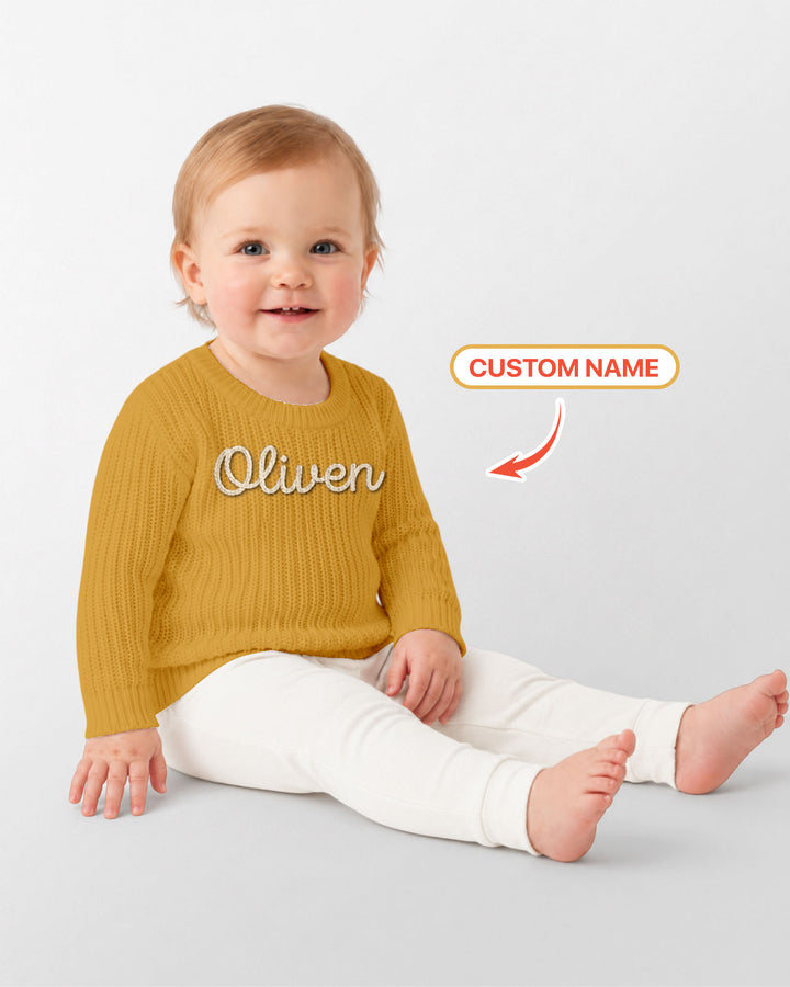 Embroidered Baby Name Bamboo Knit Sweater Bubble