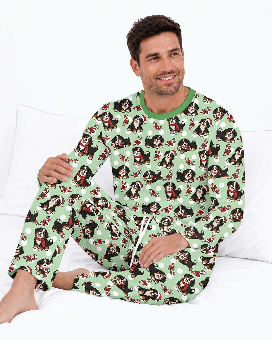 Holiday Bernese Mountain Christmas Dog Bamboo Men's Pajama Set