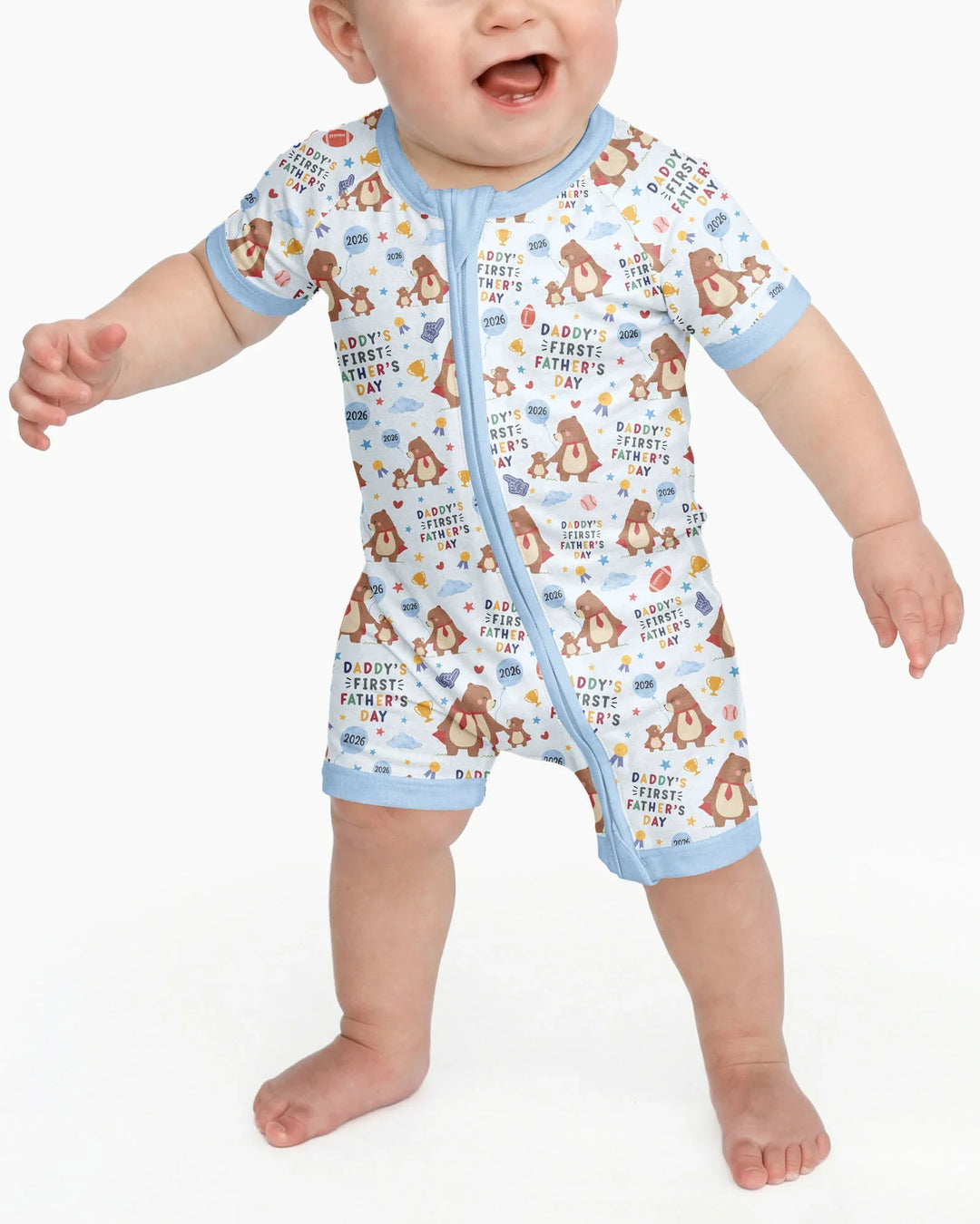 First Father's Day Daddy Bear Family Matching Bamboo Shorty Zippy