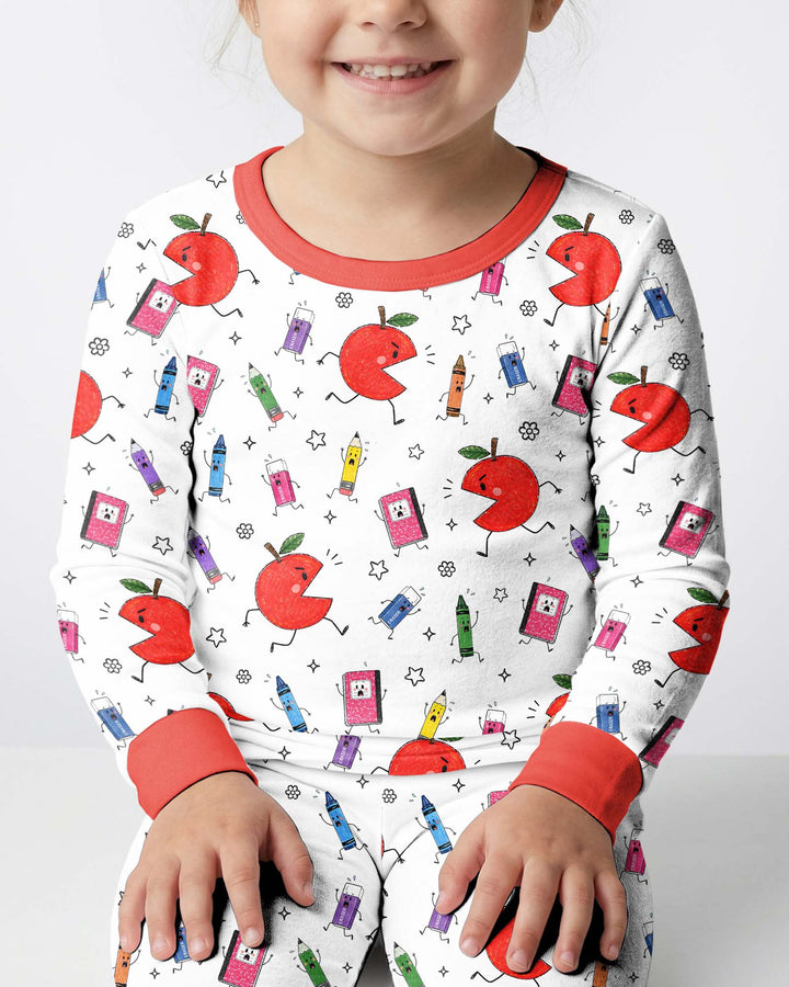 Zweiteiliges Langarm-Pyjama-Set mit Sommerfrüchten