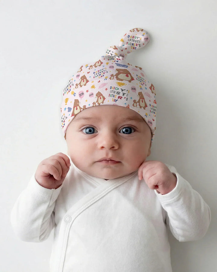 First Father's Day Daddy Bear Family Matching Knotted Hat