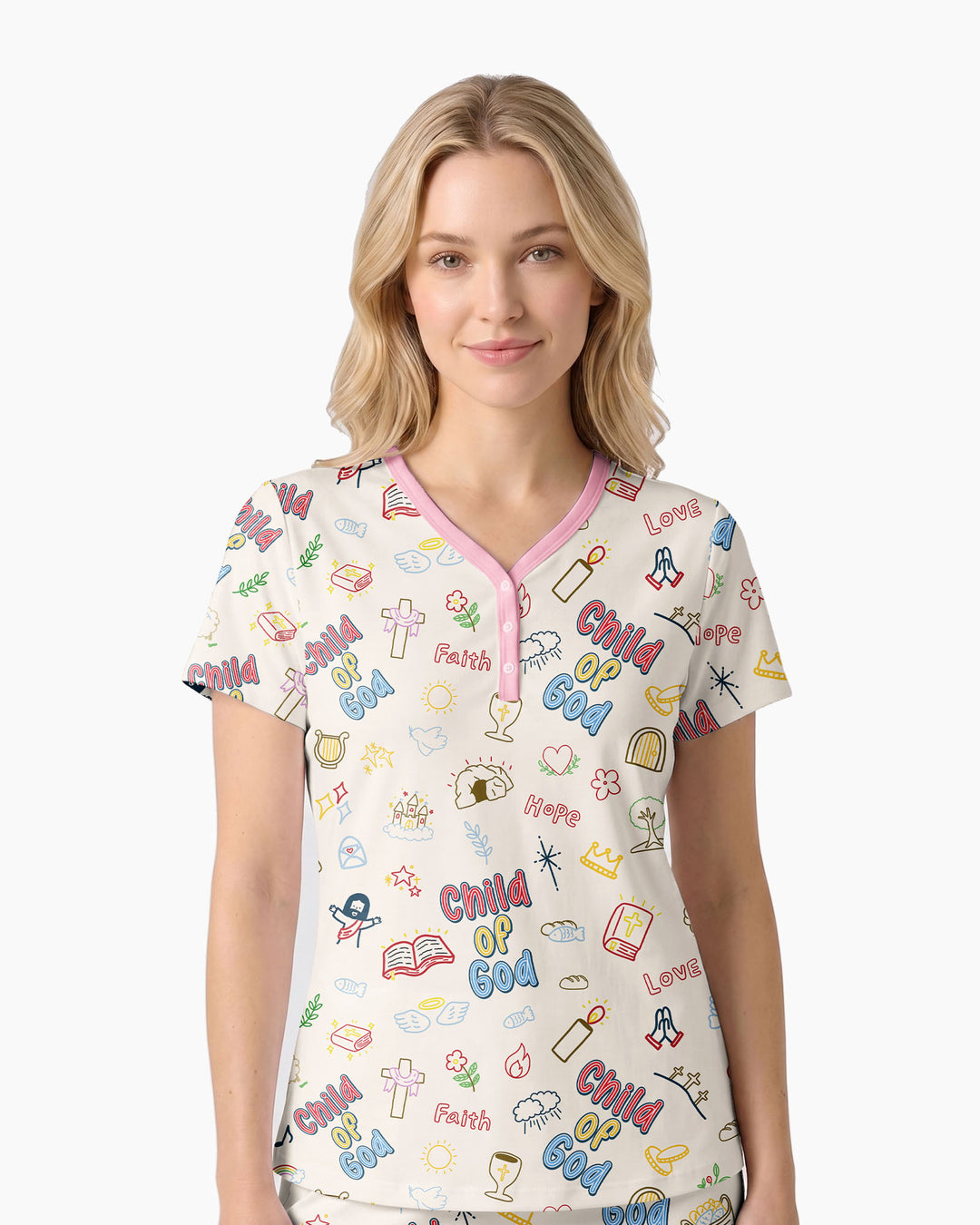 A Child Of God Family Matching Bamboo Women Short Sleeve Short Pajama Set