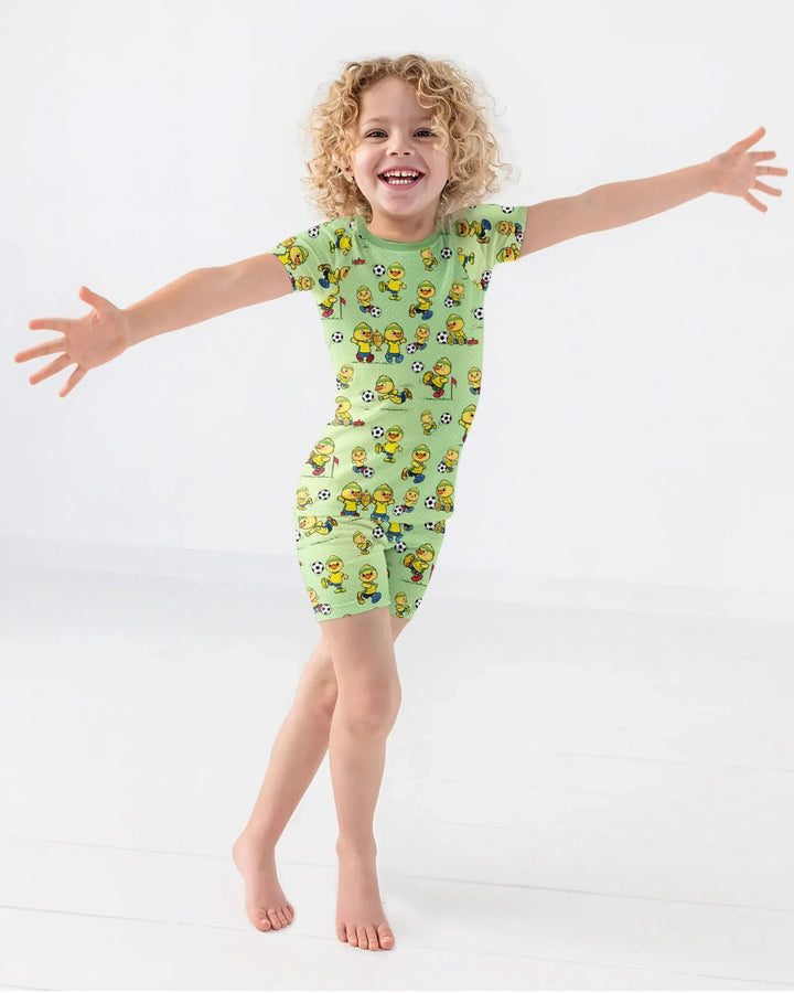 Brasil Soccer Fan Family Matching Bamboo Two Piece Short Sleeve Shorts Pajama Set