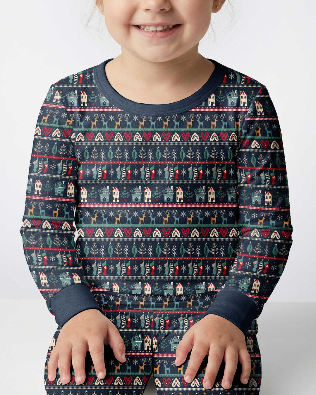 Vintage Nordic Christmas Bamboo Two Piece Long Sleeve Pajama Set
