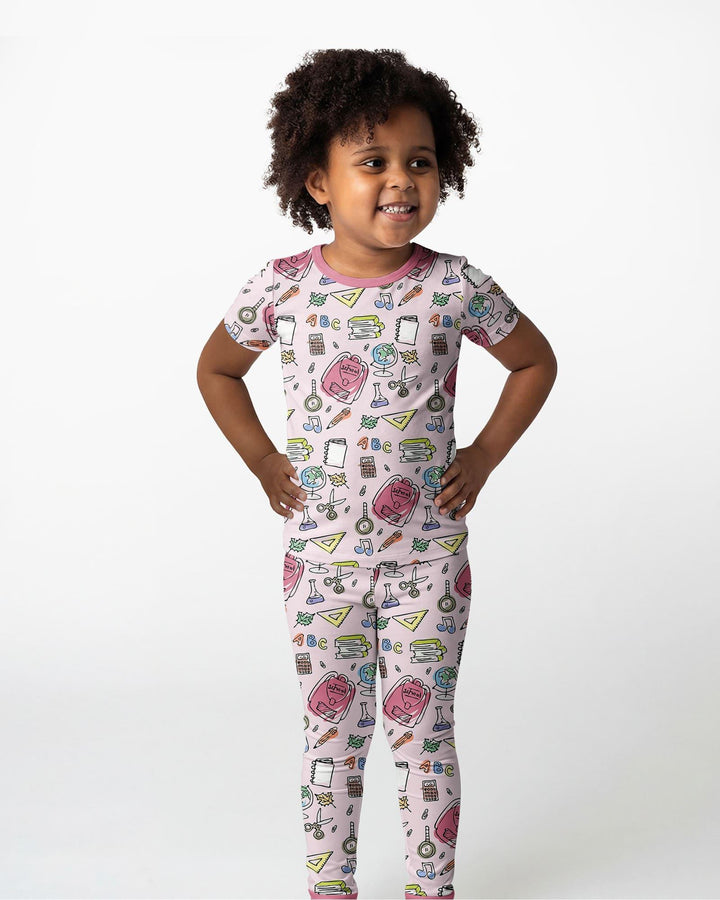 Doodle School Days Bamboo Two Piece Short Sleeve Pajama Set