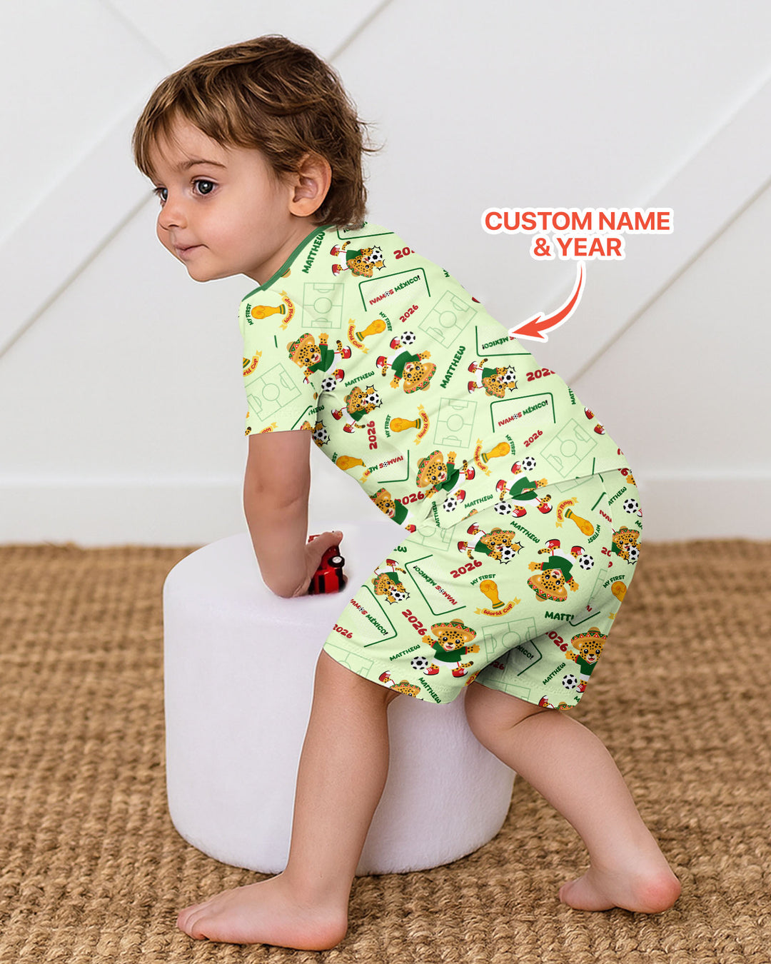 Pijama de bambú de dos piezas de manga corta con pantalón corto, plantilla personalizada
