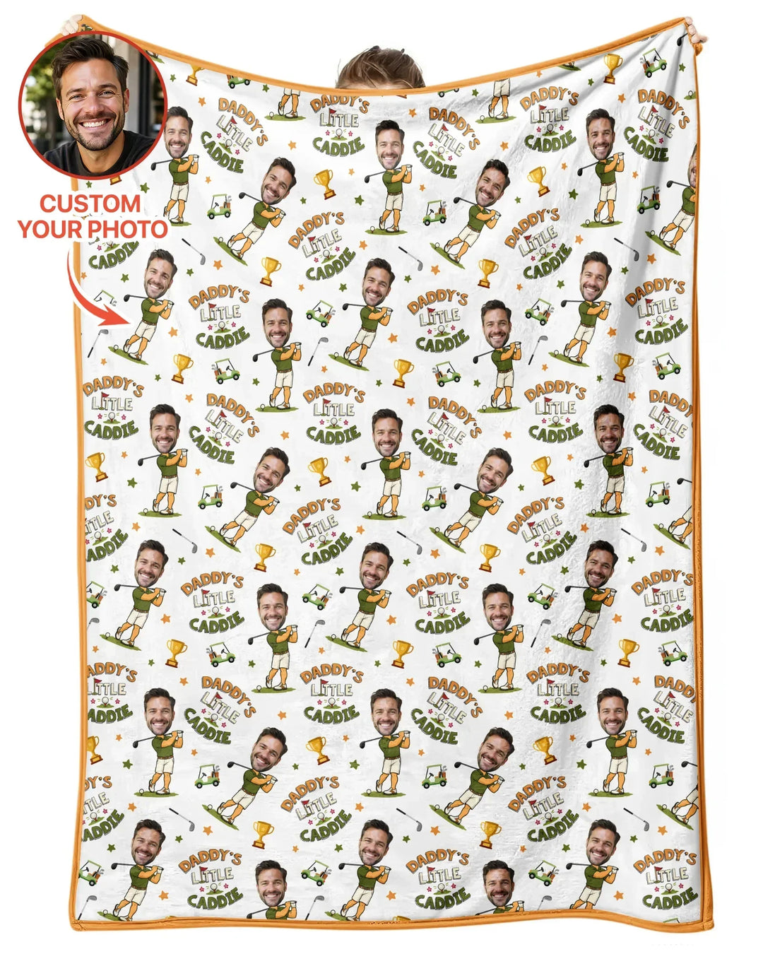 Custom Photo Daddy's Little Caddie Daddy & Me Matching Bamboo Blanket