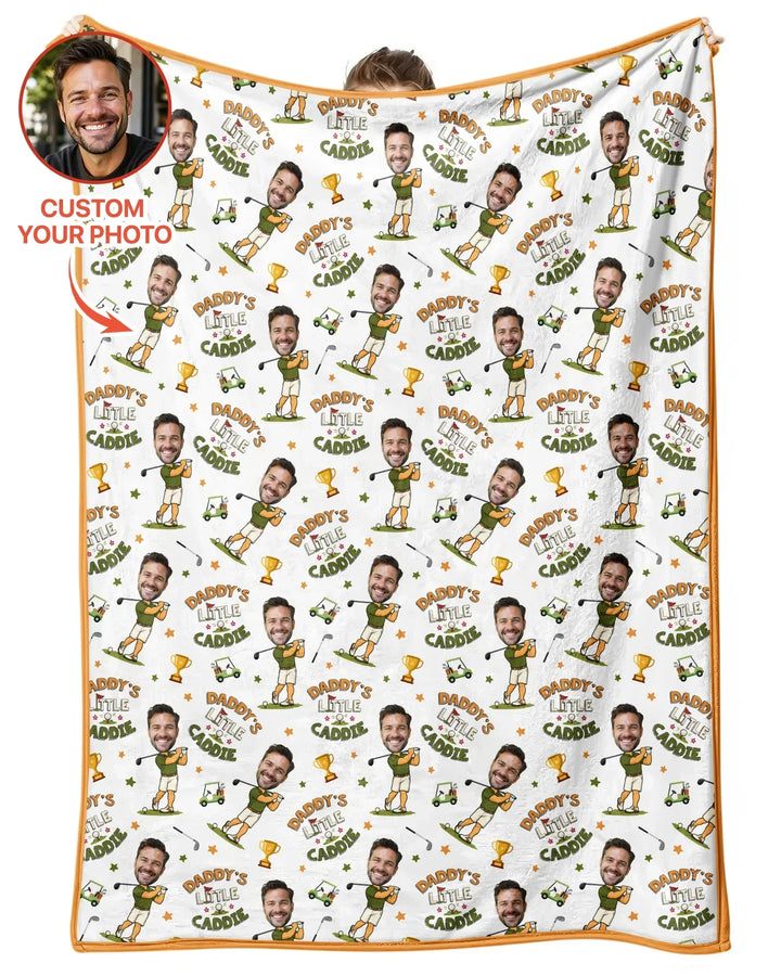 Custom Photo Daddy's Little Caddie Daddy & Me Matching Bamboo Blanket