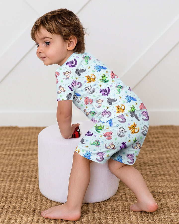 Conjunto de Pijama de Dos Piezas de Bambú con Mangas Cortas y Pantalones Cortos