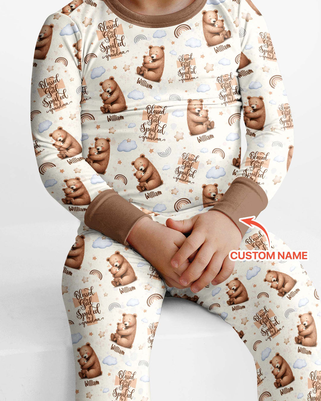 Conjunto de pijama de dos piezas de bambú con mangas largas, plantilla PERSONALIZADA